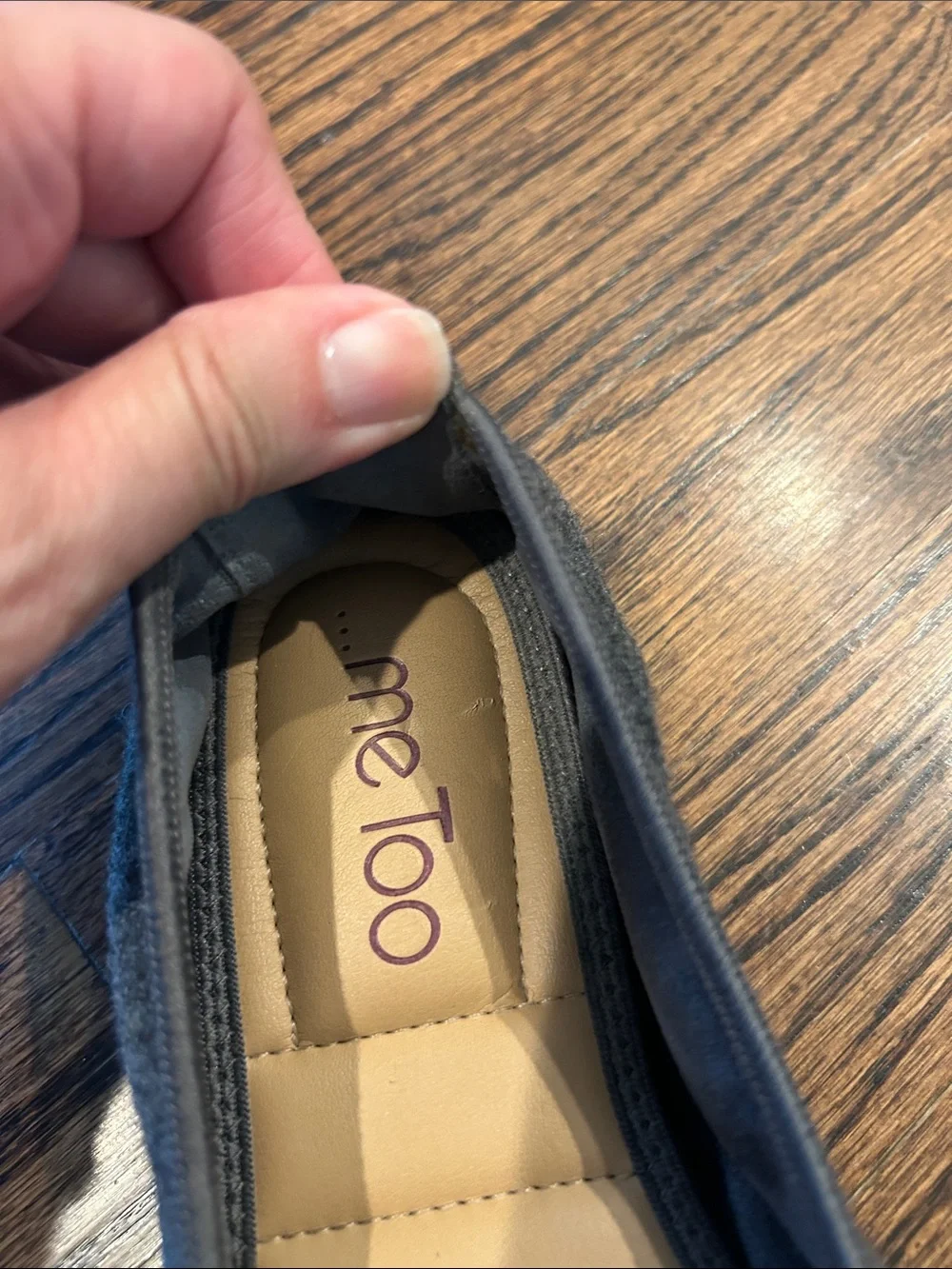 me too Charcoal Gray Felt Ballet Flats with Bow Trim